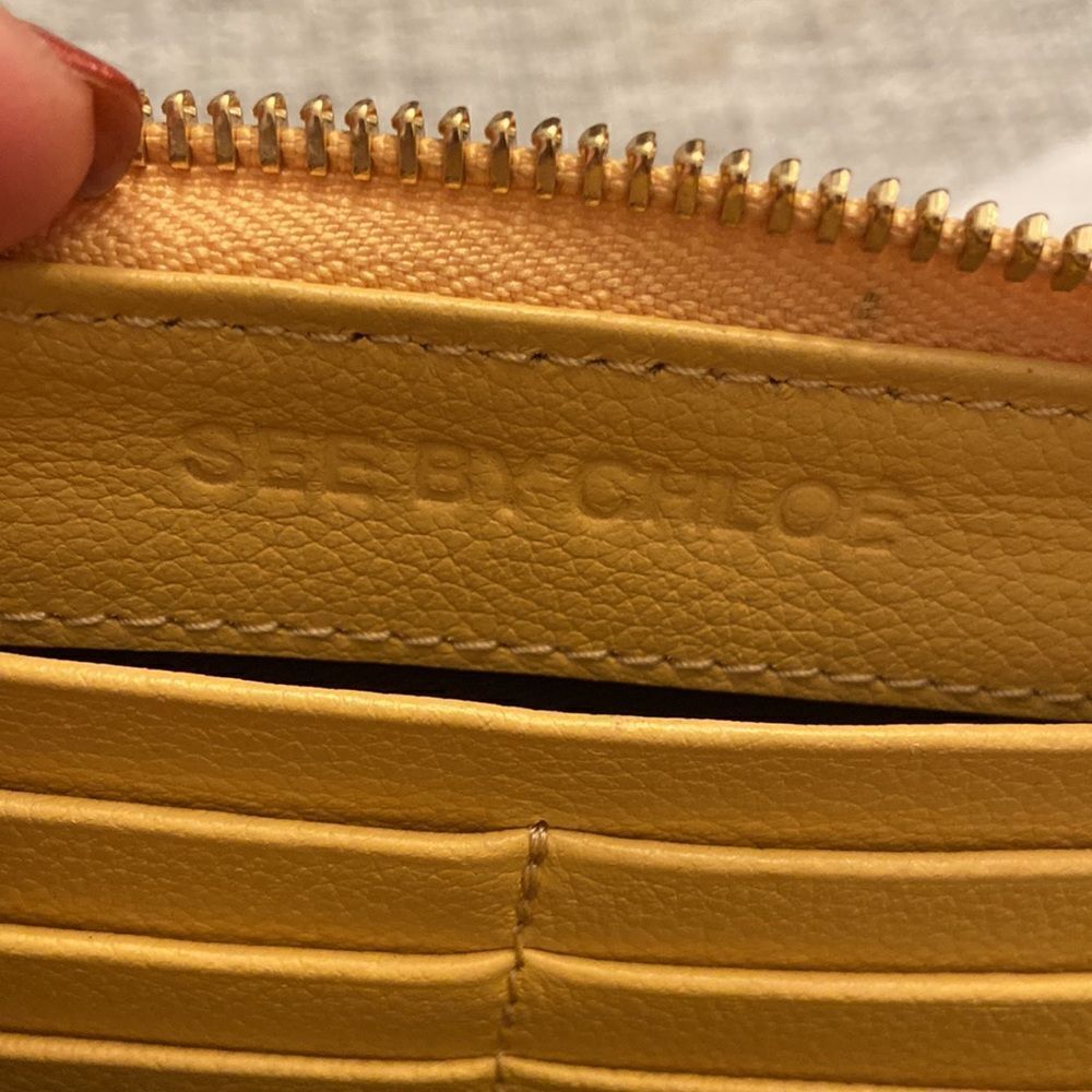See by Chloe long Wallet wristlet Mustard color NWT zipper closure - Picture 8 of 11